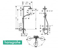 MEDIDAS COLUMNA DUCHA MONOMANDO SHOWERPIPE CROMA SELECT S HANSGROHE